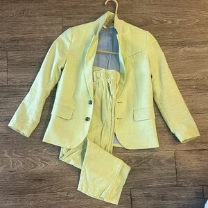 Kids Lime Green Two-Piece Blazer and Pants Set.